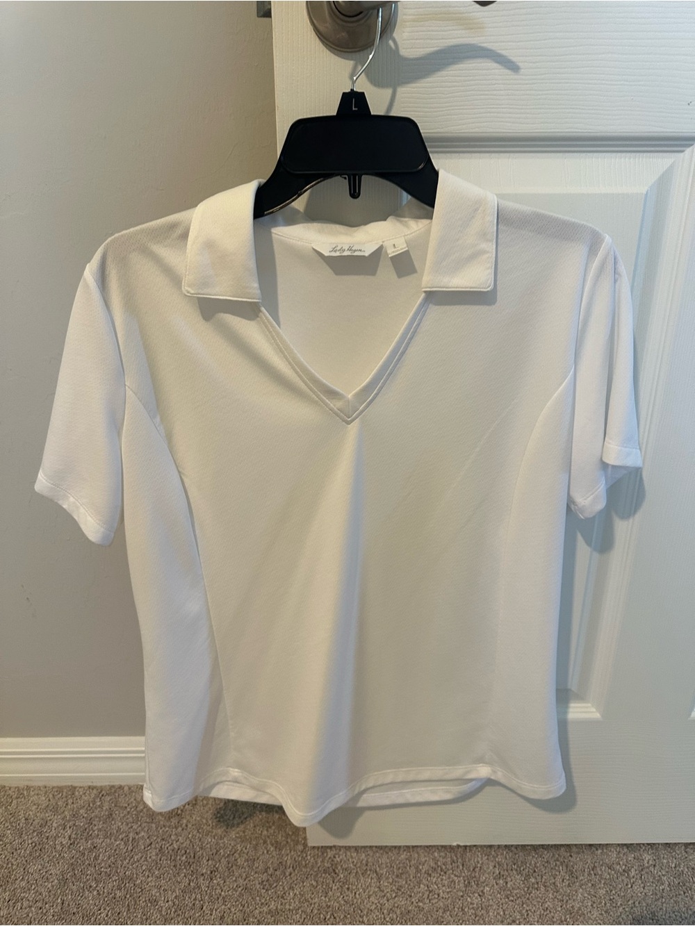 Lady Hagen White V-Neck Golf Polo